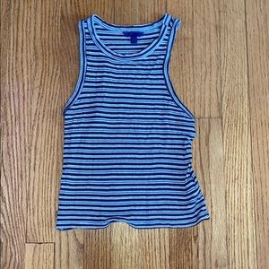 Black/blue/white striped tank